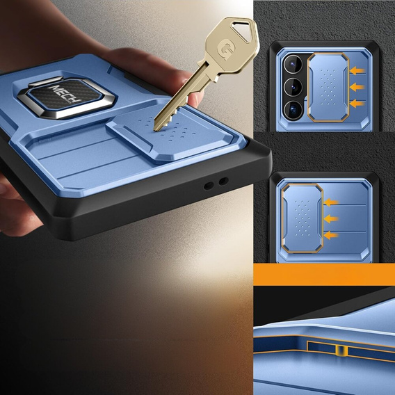 Carcasă pentru Samsung Galaxy S24 Ultra, seria Tongate MECH cu suport, verde