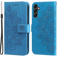 Cu clapetă pentru Samsung Galaxy A14 4G/5G, Mandala Flower, albastru