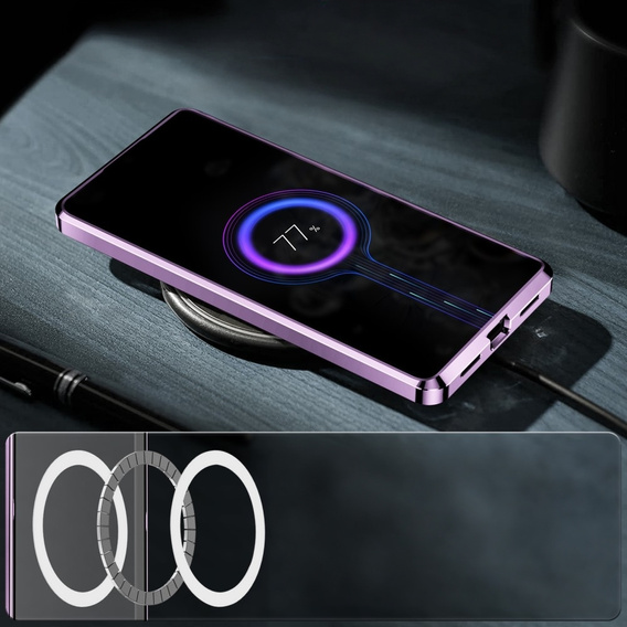 Carcasă de protecție pentru camera foto pentru Samsung Galaxy S23 FE, CamShield MagSafe, transparent / violet