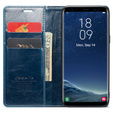 Carcasă flip CASEME pentru Samsung Galaxy S8, Waxy Textured, albastru