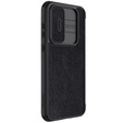 NILLKIN flip case NILLKIN pentru Samsung Galaxy A55, CamShield Qin Pro, piele, negru
