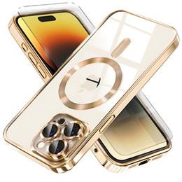 Husă pentru iPhone 14 Pro, Electro MagSafe, de aur + Sticlă pentru ecran