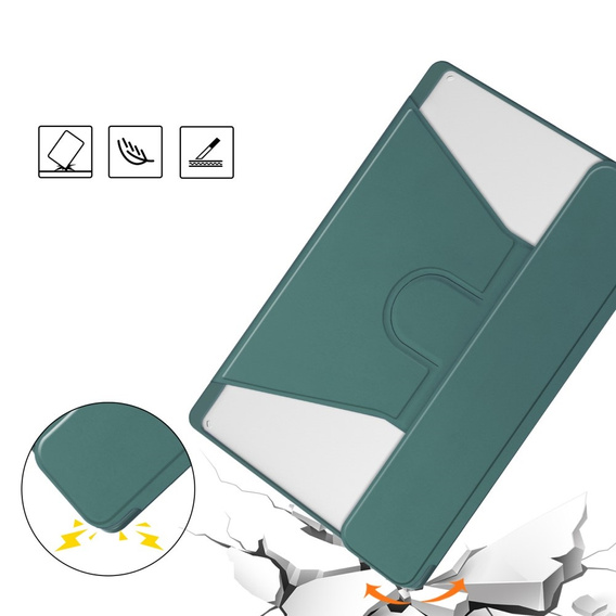 Husă pentru tastatură pentru Lenovo Tab M11, Rotary 360° Leather, verde închis