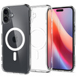 Carcasă MagSafe Spigen pentru iPhone 16, Ultra Hybrid, transparent / alb + 9H Tempered Glass