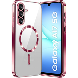 Husă pentru Samsung Galaxy A17 5G, Electro MagSafe, transparentă cu margini roz