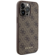 GUESS Huse pentru iPhone 15 Pro Max, 4G Metal Gold Logo, maro