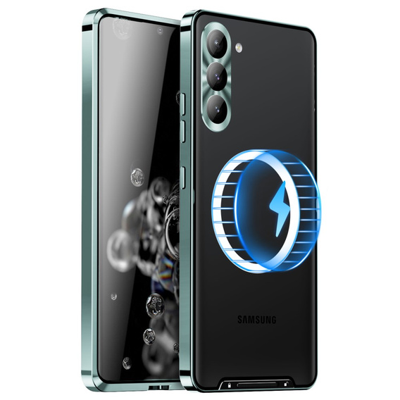 Carcasă de protecție pentru camera foto pentru Samsung Galaxy S24+ Plus, CamShield MagSafe, transparent / verde
