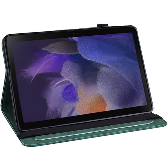 Husă cu clapetă pentru Samsung Galaxy Tab A8 10.5 SM-X200 SM-X205, flower, verde