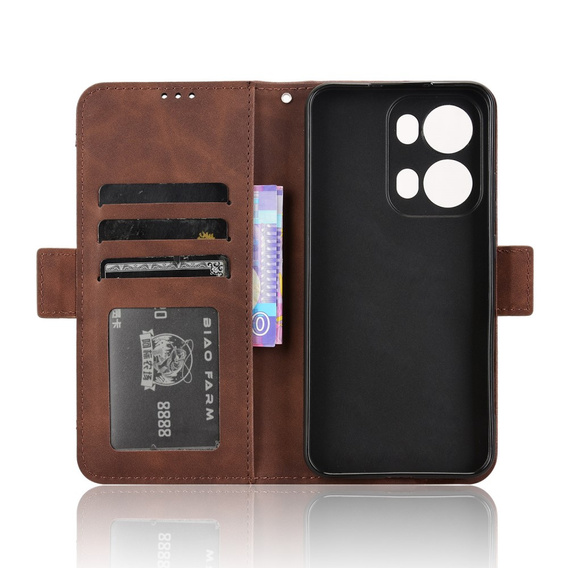 Cu clapetă pentru Oppo Reno 13 Pro, Card Slot, maro