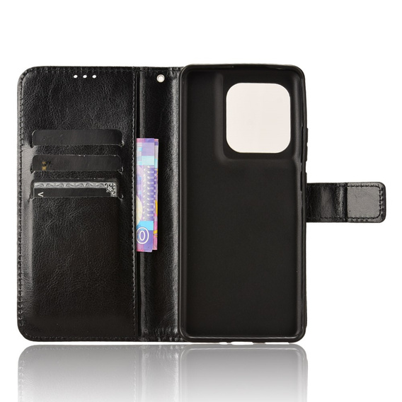 Cu clapetă pentru Motorola Edge 50 Ultra, Crazy Horse Wallet, negru