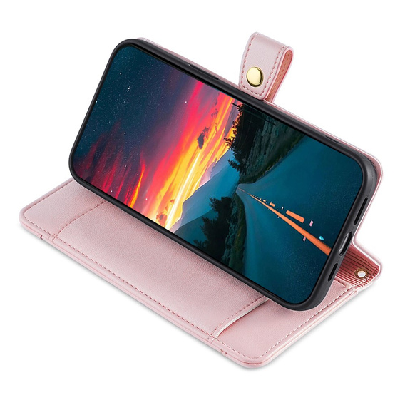 Cu clapetă pentru Oppo Reno 11F 5G, Wallet Zipper Pocket, roz