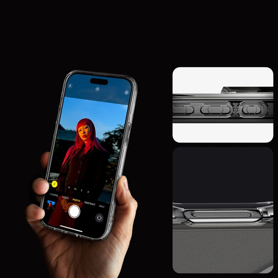 Carcasă MagSafe Spigen pentru iPhone 16 Pro Max, Ultra Hybrid, transparent / alb + 9H Tempered Glass