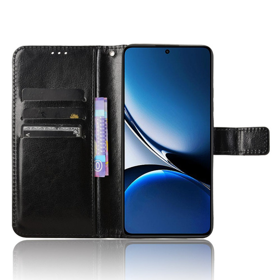 Cu clapetă pentru Xiaomi Poco X7 Pro 5G, Crazy Horse Wallet, negru