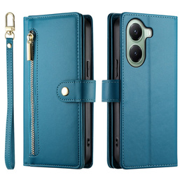 Cu clapetă pentru Xiaomi Poco X7 Pro 5G, Wallet Zipper Pocket, albastru