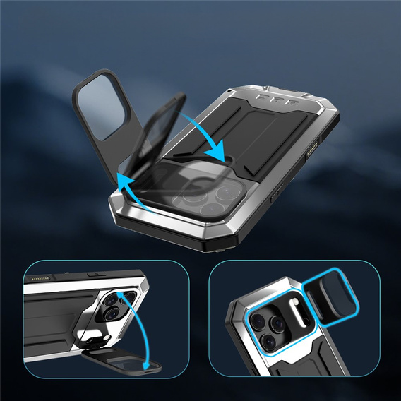 Carcasă blindată R-JUST cu protecție pentru ecran și suport pentru iPhone 17 Pro Max