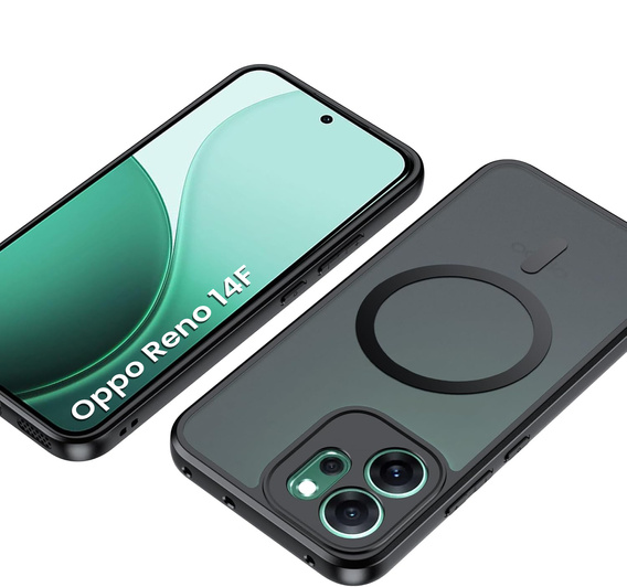 Carcasă Matt pentru Oppo Reno 14F, pentru MagSafe, negru translucid