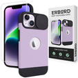 Husă ERBORD MagSafe Cam Slider, violet + sticlă pentru ecran pentru iPhone 13 / iPhone 14