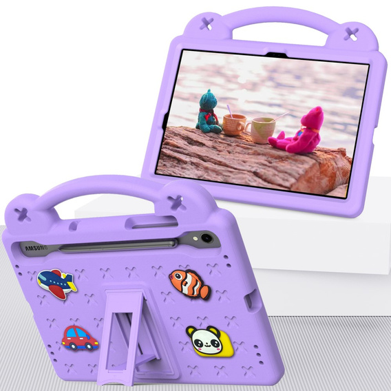 Husă pentru copii pentru Samsung Galaxy Tab S7/S8/S9, Cute Patterns, cu suport, violet