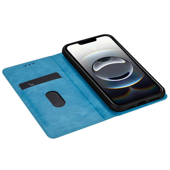 Carcasa flip pentru iPhone 16E, Card Slot Glittery, albastru