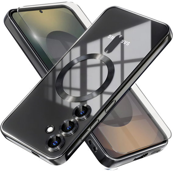 Husă pentru Samsung Galaxy S25, Electro MagSafe, negru + Sticlă pentru ecran