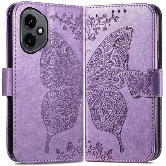 Cu clapetă pentru Honor 400 5G, Butterfly, violet