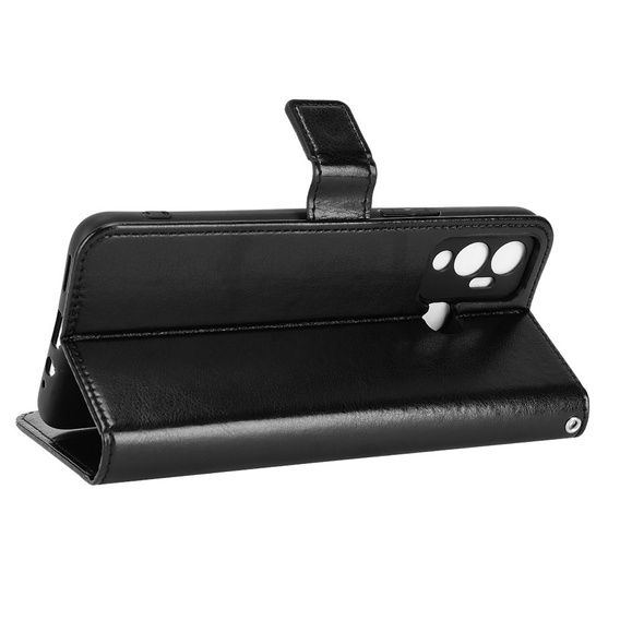 Cu clapetă pentru Infinix Hot 12 Play 4G, Crazy Horse Wallet, negru