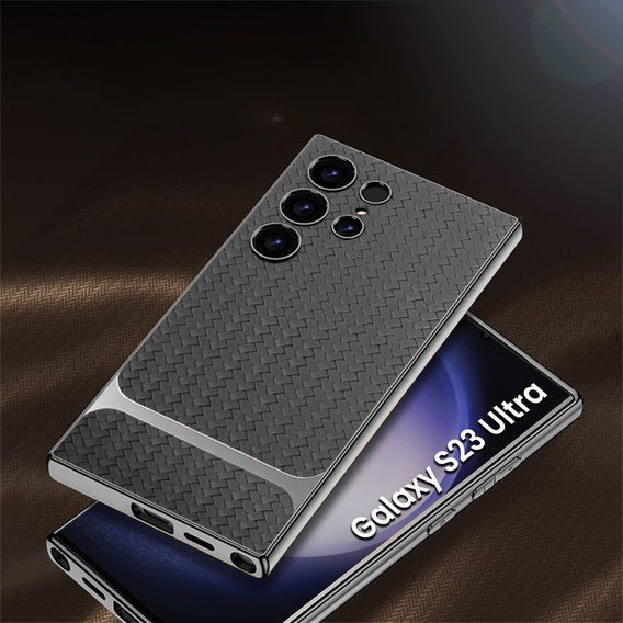Huse pentru Samsung Galaxy S23 Ultra, GKK Woven Leather, gri