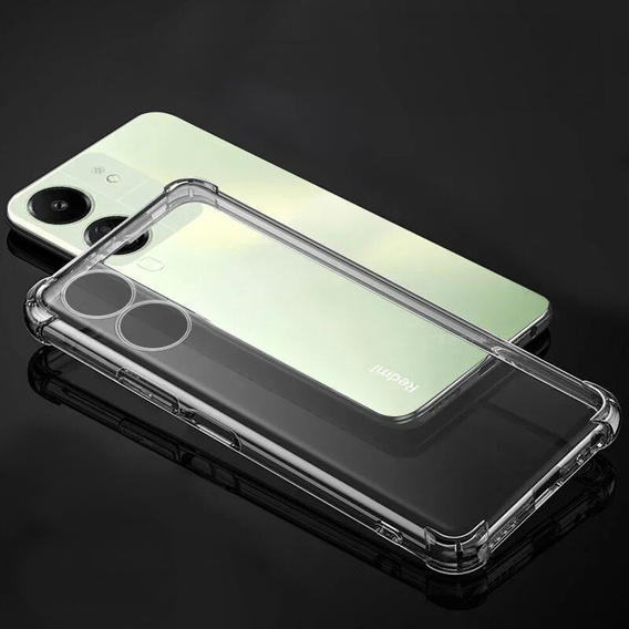Carcasă pentru Xiaomi Redmi 13C, Anti-Shock, transparentă + sticlă 9H