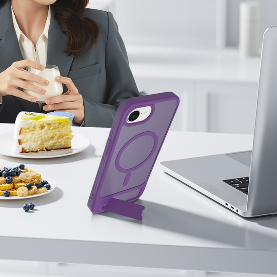Husă pentru iPhone 16E, Kickstand Matt Case, pentru MagSafe, violet