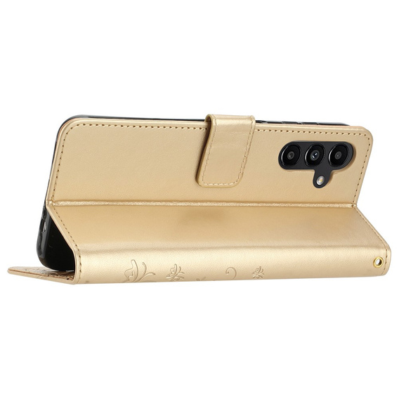 Cu clapetă pentru Samsung Galaxy S23 FE, Butterfly, de aur