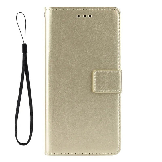 Cu clapetă pentru Xiaomi Poco F6 Pro, Crazy Horse Wallet, de aur