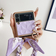 Husă pentru Samsung Galaxy Z Flip3 5G, Grid Leather, violet