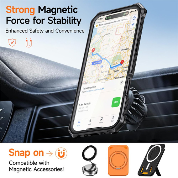 Husă de protecție compatibilă cu MagSafe, cu suport pentru iPhone 17 Pro