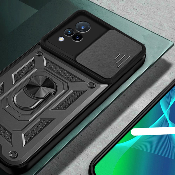 Husă blindată pentru Vivo V21 5G, CamShield Slide, negru