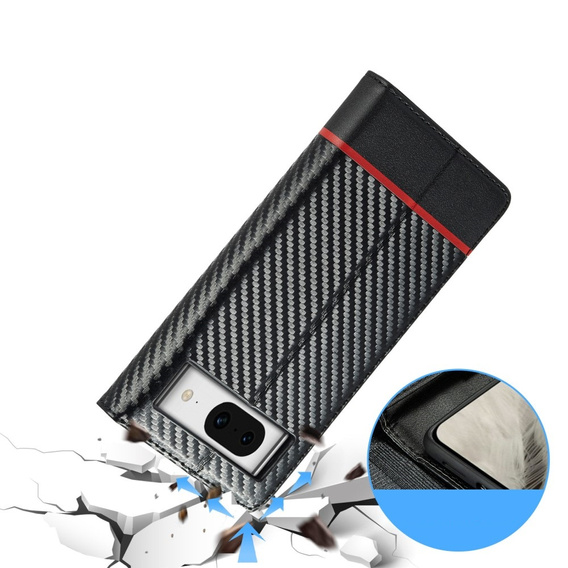 Carcasă cu clapetă pentru Google Pixel 8A, Carbon LC.IMEEKE, negru