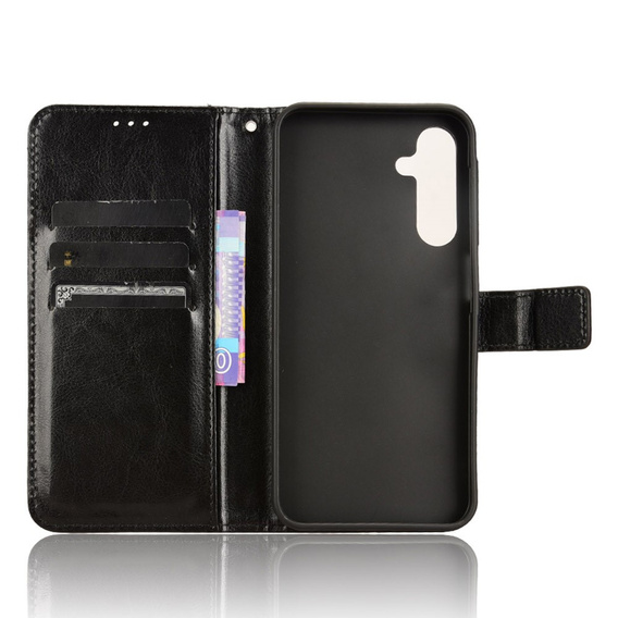 Cu clapetă pentru Samsung Galaxy A25 5G, Crazy Horse Wallet, negru