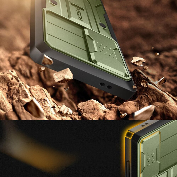 Carcasă pentru Samsung Galaxy S24 Ultra, seria Tongate MECH cu suport, verde