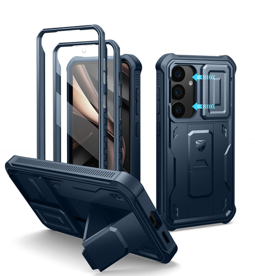 Husă blindată pentru Samsung Galaxy S25, Dexnor Full Body (Two Frames), albastru închis