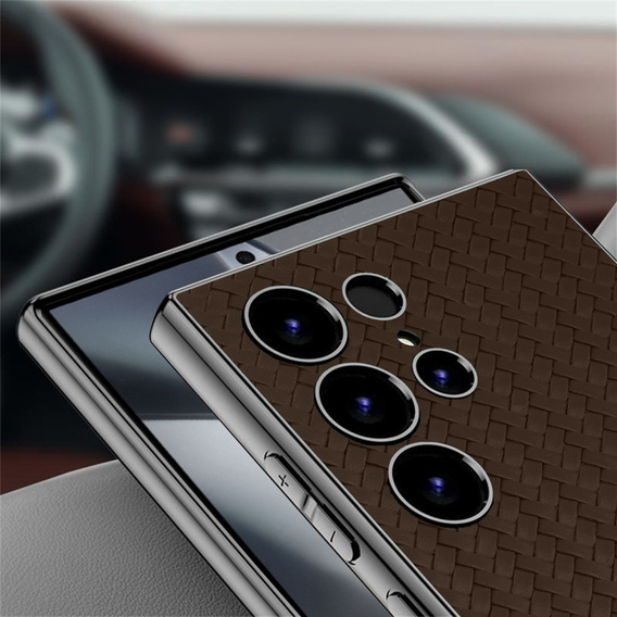 Huse pentru Samsung Galaxy S24 Ultra, GKK Woven Leather, cafea