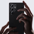 Carcasa BENKS Kevlar pentru Samsung Galaxy S25 Ultra, pentru MagSafe, Carbon Fiber, negru
