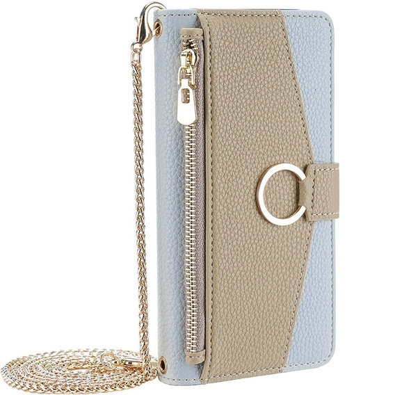 Carcasă flip pentru iPhone 7 / 8 / SE (2020) / SE (2022), Wallet Zipper Pocket, cu oglindă, albastru