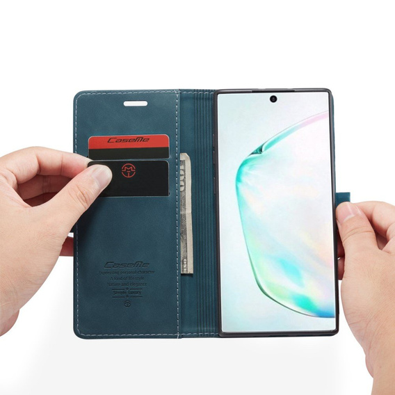 Husa CASEME pentru Samsung Galaxy Note 10 Plus/5G, Leather Wallet Case, verde