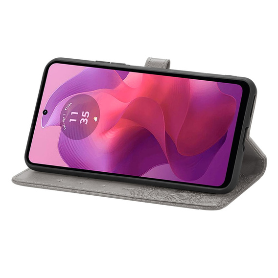 Cu clapetă pentru Motorola Moto E14, Mandala, gri