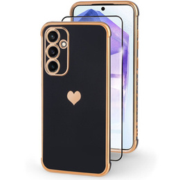 Husă pentru Samsung Galaxy A55 5G, Electro heart, negru + Sticlă ceramică Full Glue