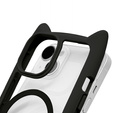 Husă pentru iPhone 13 / iPhone 14, pentru MagSafe, Cute Cat, negru + sticlă pentru ecran