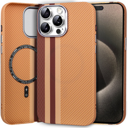 Carcasa pentru iPhone 15 Pro Max, Carbon Fiber MagSafe, galben