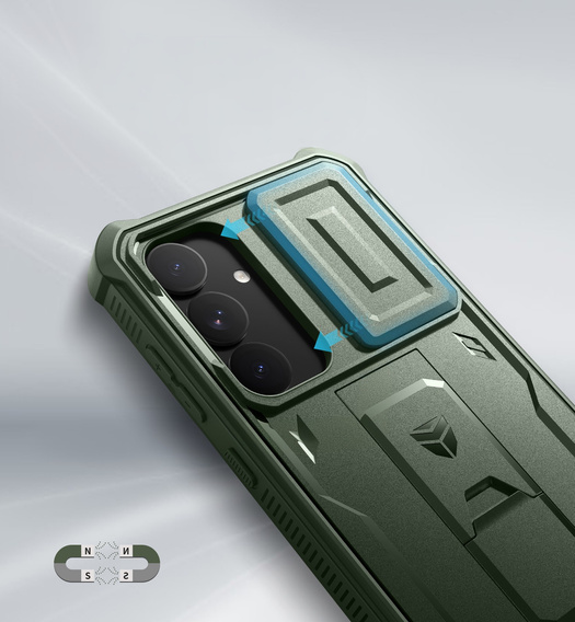 Husă blindată pentru Samsung Galaxy S25+ Plus, Dexnor Full Body (Two Frames), verde
