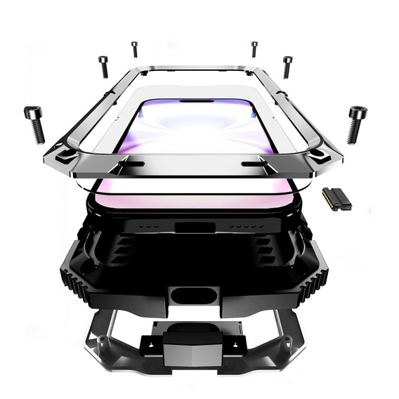 Husă R-JUST cu suport și sticlă încorporată pentru iPhone 17