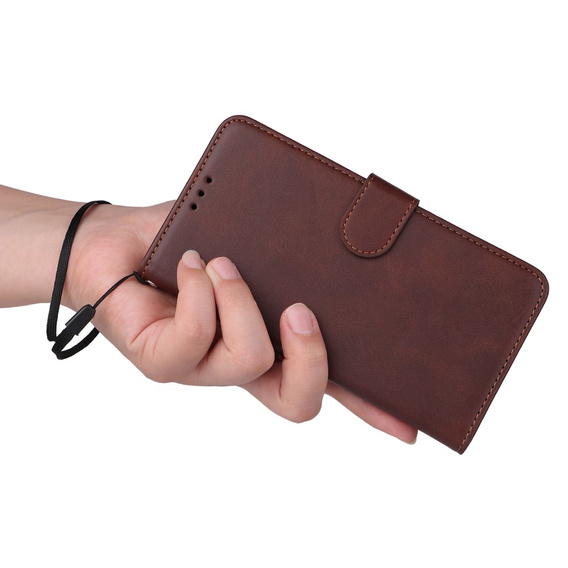 Cu clapetă pentru Realme C67, Leather Wallet, maro