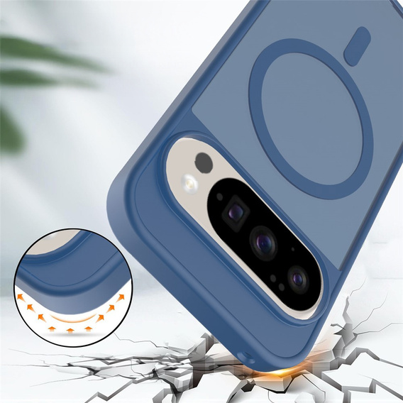 Carcasă Matt pentru Google Pixel 10 / 10 Pro, pentru MagSafe, albastru translucid